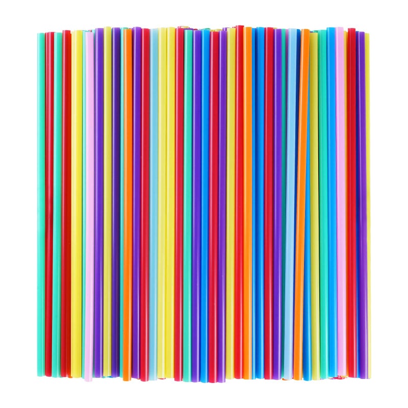 CVNDKN 300 Pcs Colorful Plastic Long Disposable Drinking Straws. (0.23''diameter and 10.2"long) - Image 1